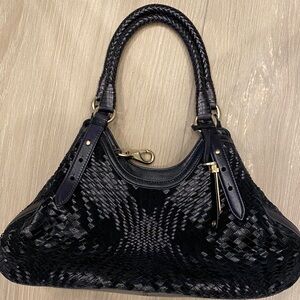 Elegant Black Woven Shoulder Bag